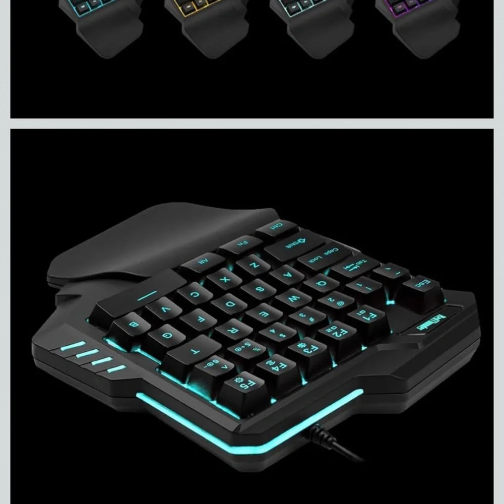 Red Thunder One Handed Gaming Keyboard RGBBacklit 35 Keys Portable Mini Gaming